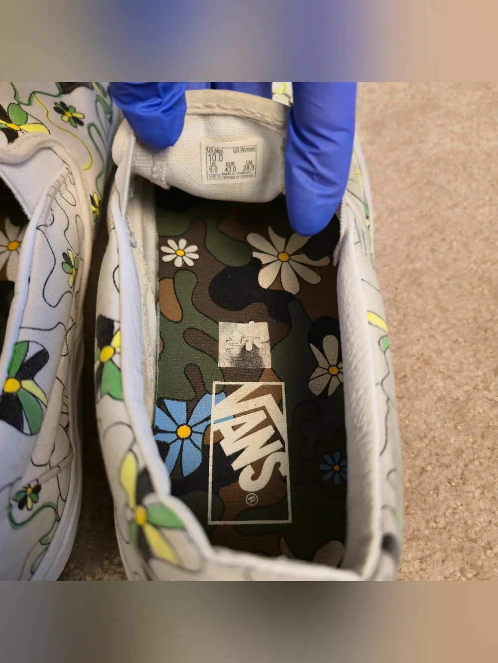 VANS Classic Floral Doodle Men's Size 10 Slip-On